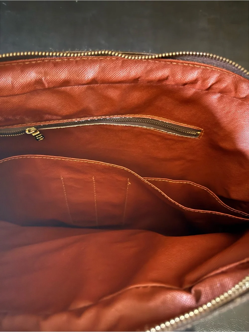 Louis Vuitton Monogram Canvas Briefcase with Tan Leather Trim
